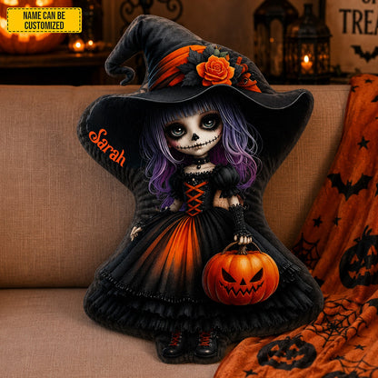 Personalized Gothic Witch Halloween Shape Pillow