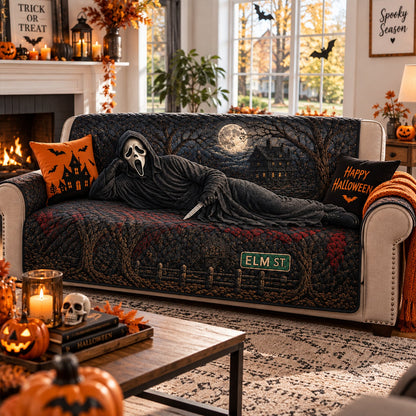 Ghostface Horror Sofa Cover – Halloween Horror Quilted Home Decor