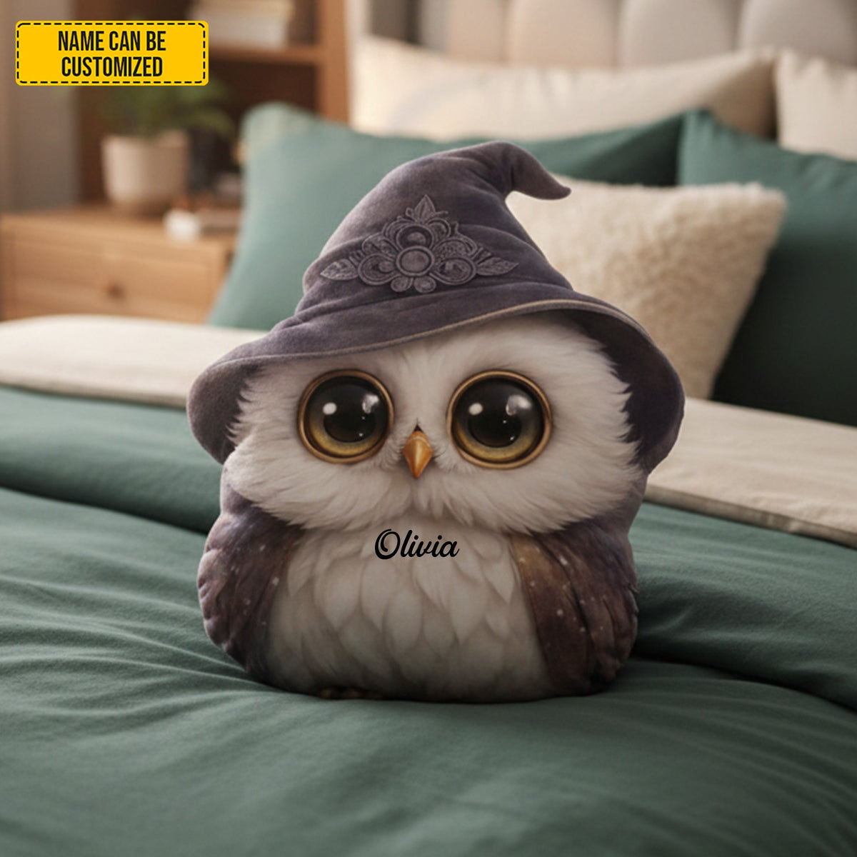 Personalized Cute Owl Witch Custom Shaped Pillow