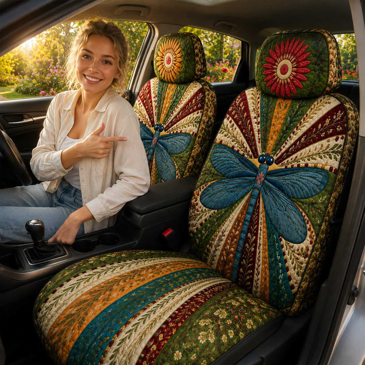 Dragonfly Garden - Vintage Car Seat Covers
