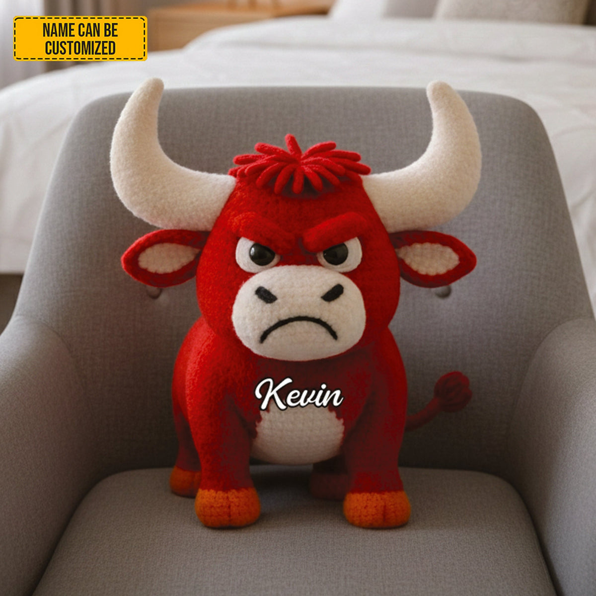 Grumpy Cow - Personalized Cozy Highland Cow Shaped Pillow