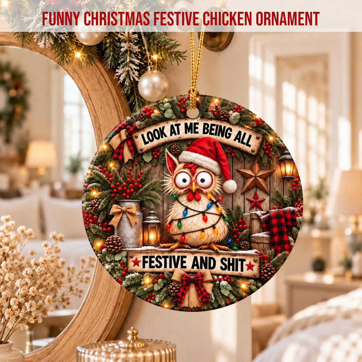 Look At Me - Funny Christmas Chicken Ornament