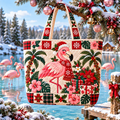 Christmas Flamingo Tote Bag
