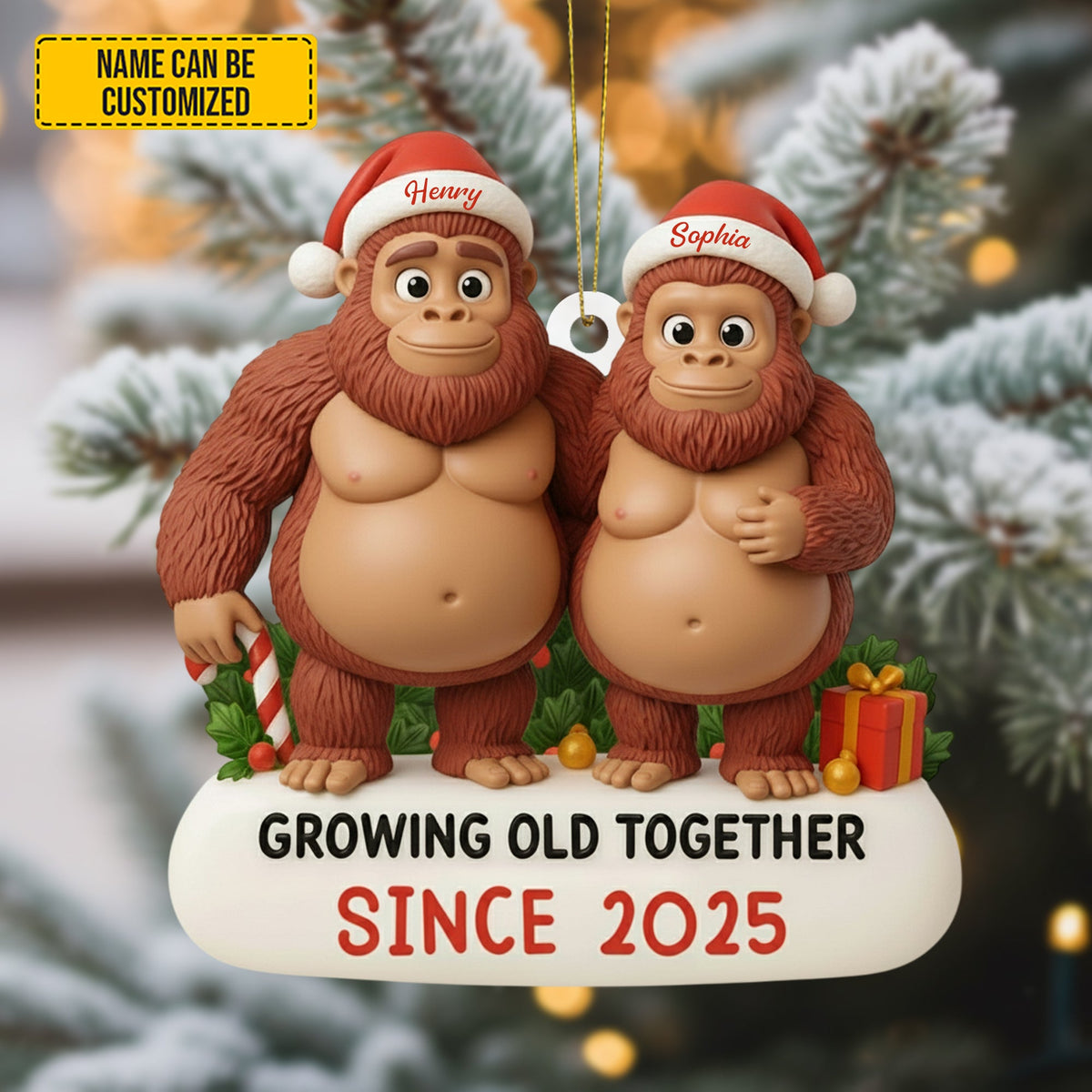 Bigfoot Couple Ornament – Personalized Funny Christmas Gift