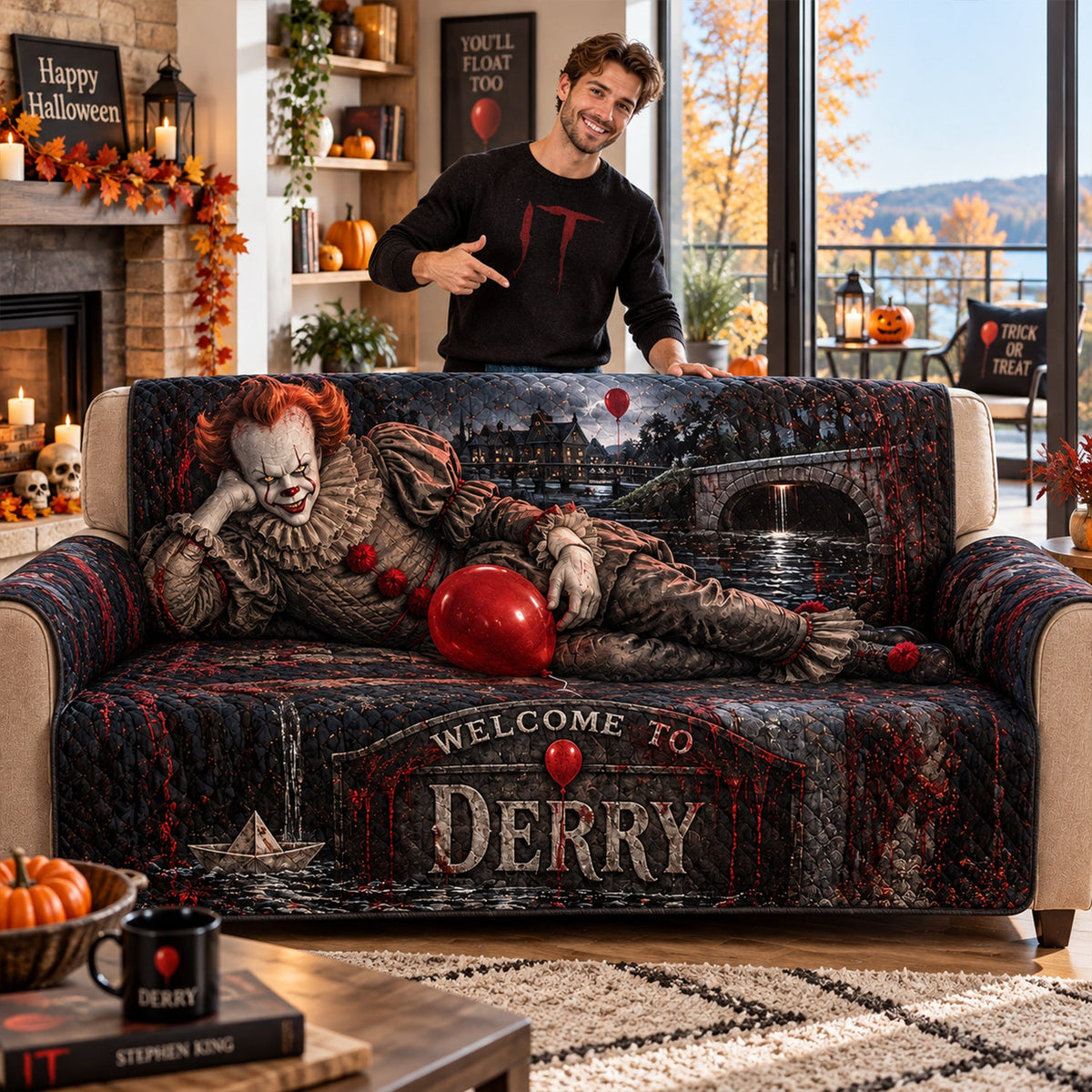 Pennywise Welcome to Derry – Halloween Horror Quilted Home Decor