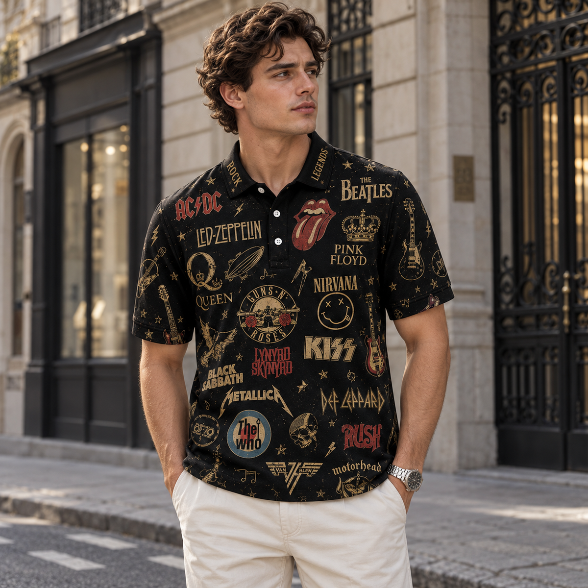 Classic Rock Legends All-Over Print Polo Shirt, Music Lover Gift for Men 2