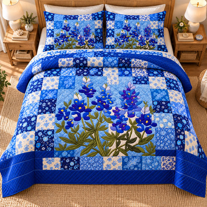 Lavender Floral Quilt Bedding Set