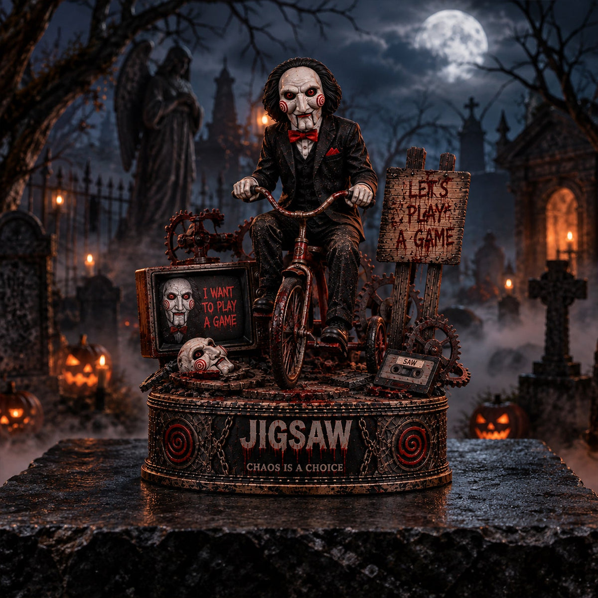 Jigsaw Let’s Play A Game Halloween - Horror Collectible Table Decor