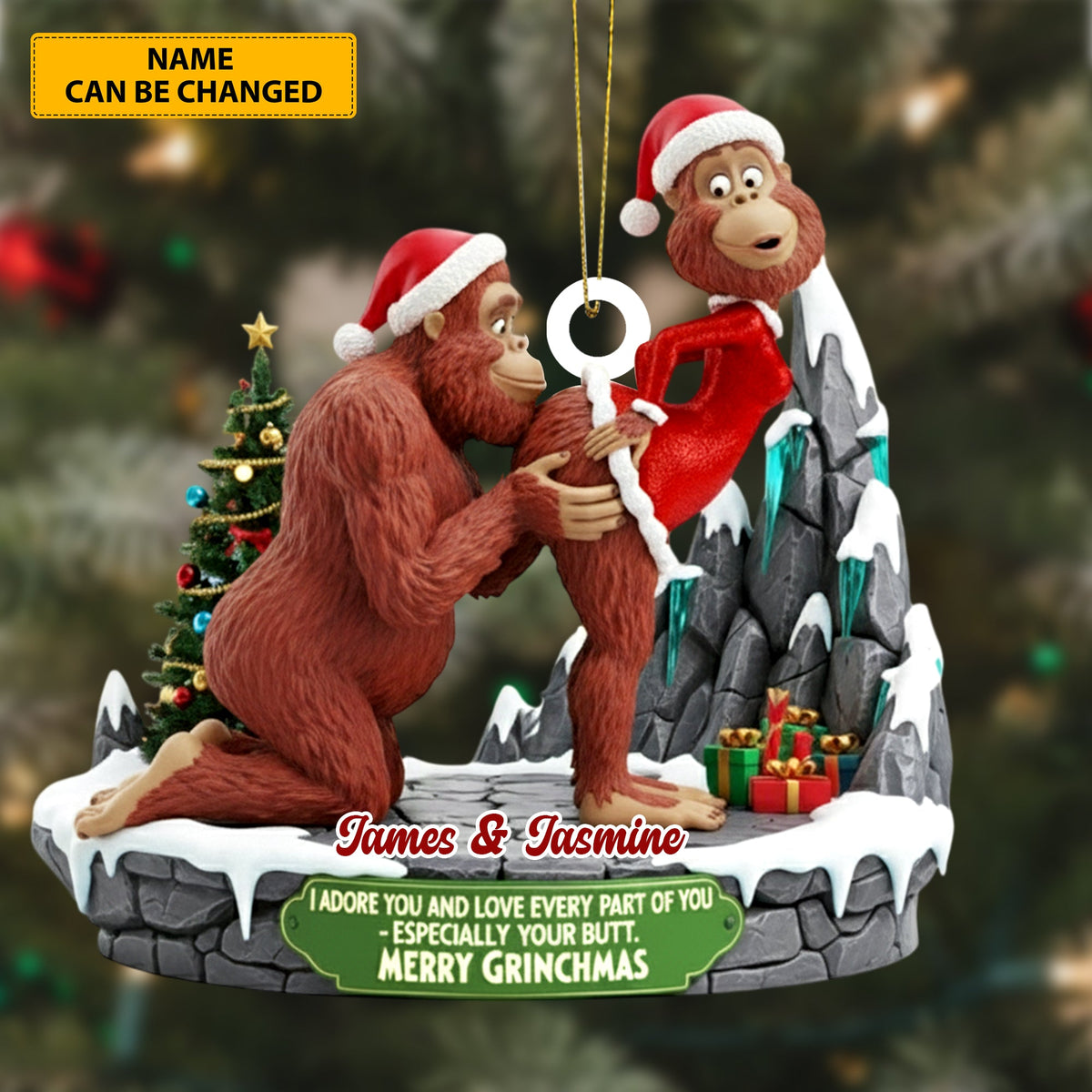 Bigfoot Couple Ornament – Personalized Funny Christmas Gift