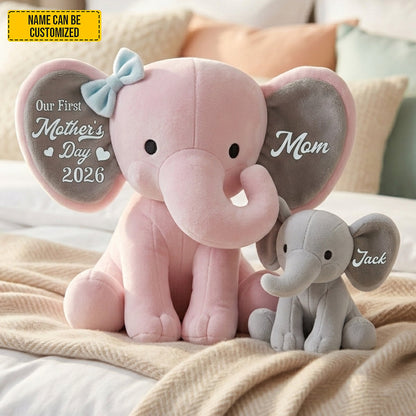 Personalized First Mother's Day Elephant Pillow