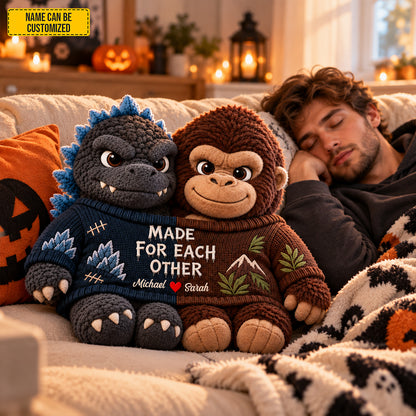 Personalized Godzilla and King Kong Couple Custom Shape Pillow
