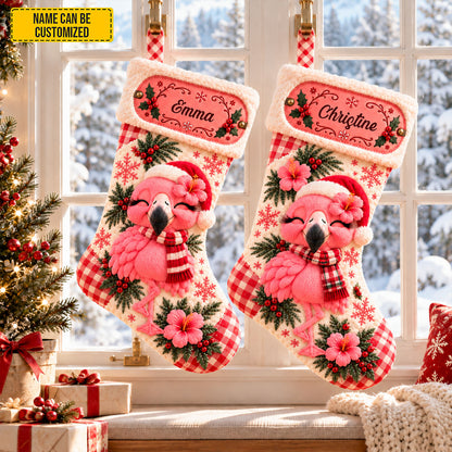 Personalized Christmas Flamingo Stocking