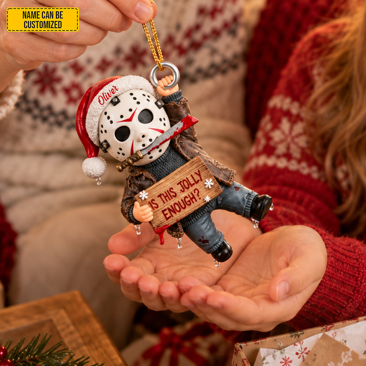 Personalized Jason Voorhees Christmas Ornament - Funny Halloween Christmas Gift for Horror Fans