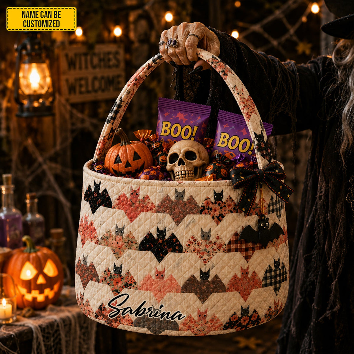 Personalized Halloween Bat Candy Basket