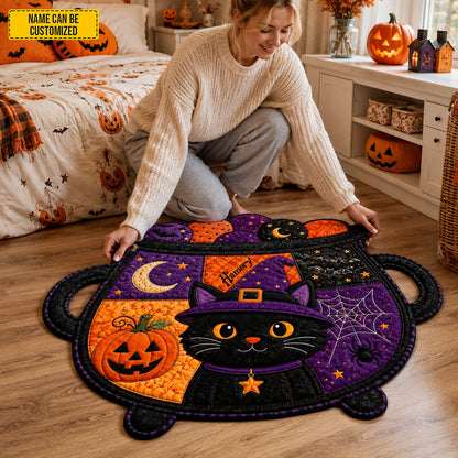 Personalized Halloween Witch Cat Custom Shaped Doormat