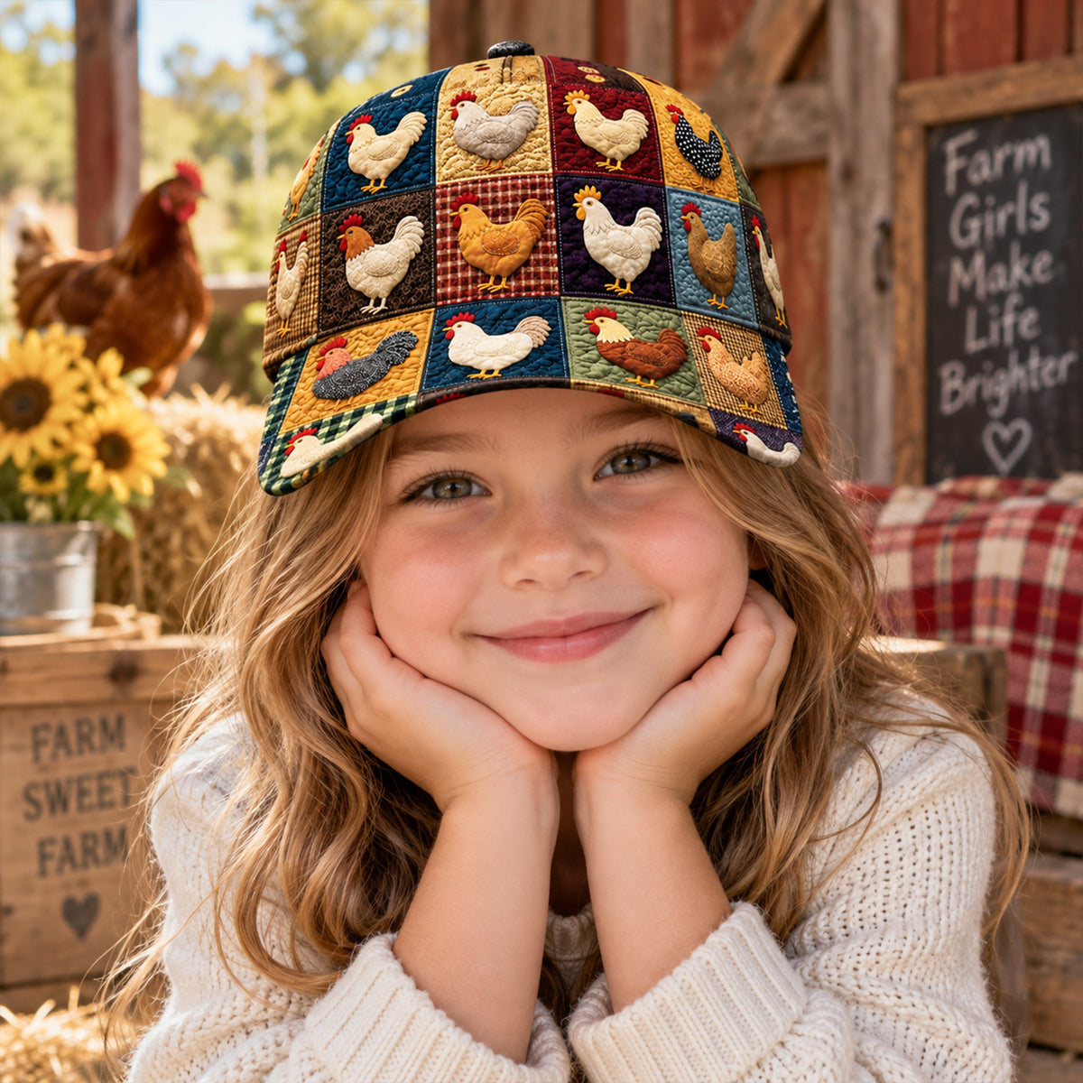 Colorful Chicken Patchwork Classic Cap – Cute Chicken Lover Gift