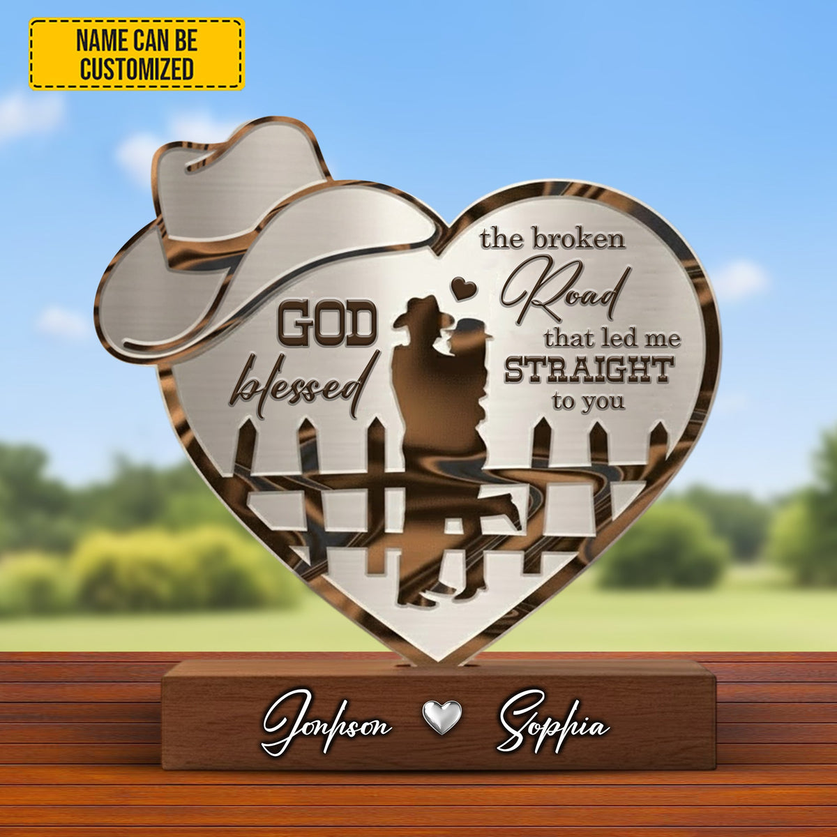 God Blessed The Broken Road - Personalized Horse Couple Acrylic Plaque