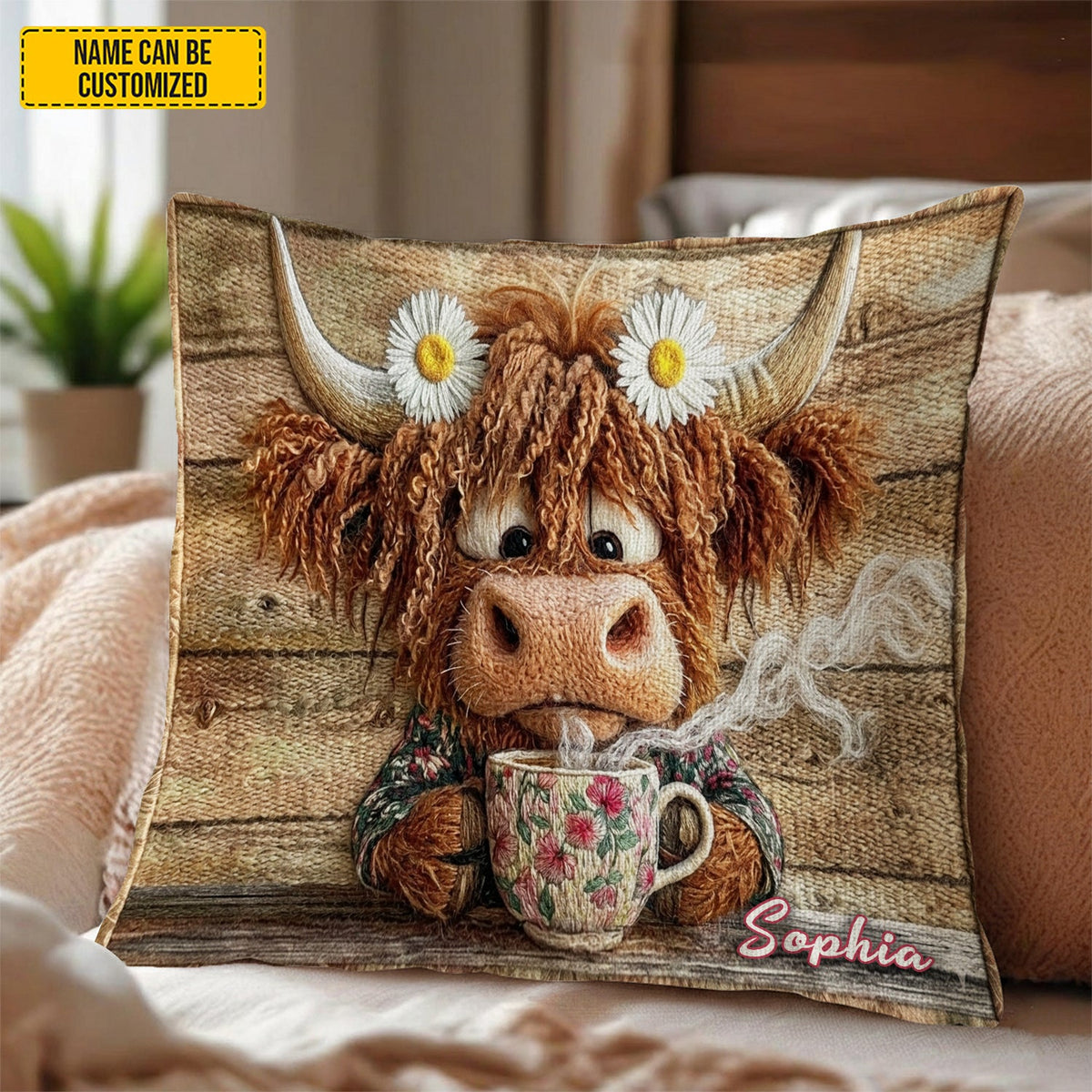 Personalized Highland Cow Pillow