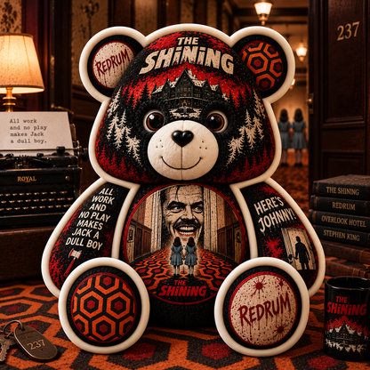 The Shining Bear Custom Shaped Pillow – REDRUM Horror Movie Fan Gift, Overlook Hotel Collectible