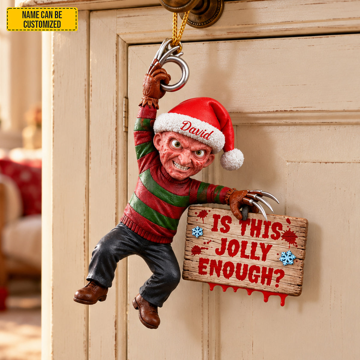 Personalized Freddy Krueger Christmas Ornament - Funny Halloween Christmas Gift for Horror Fans