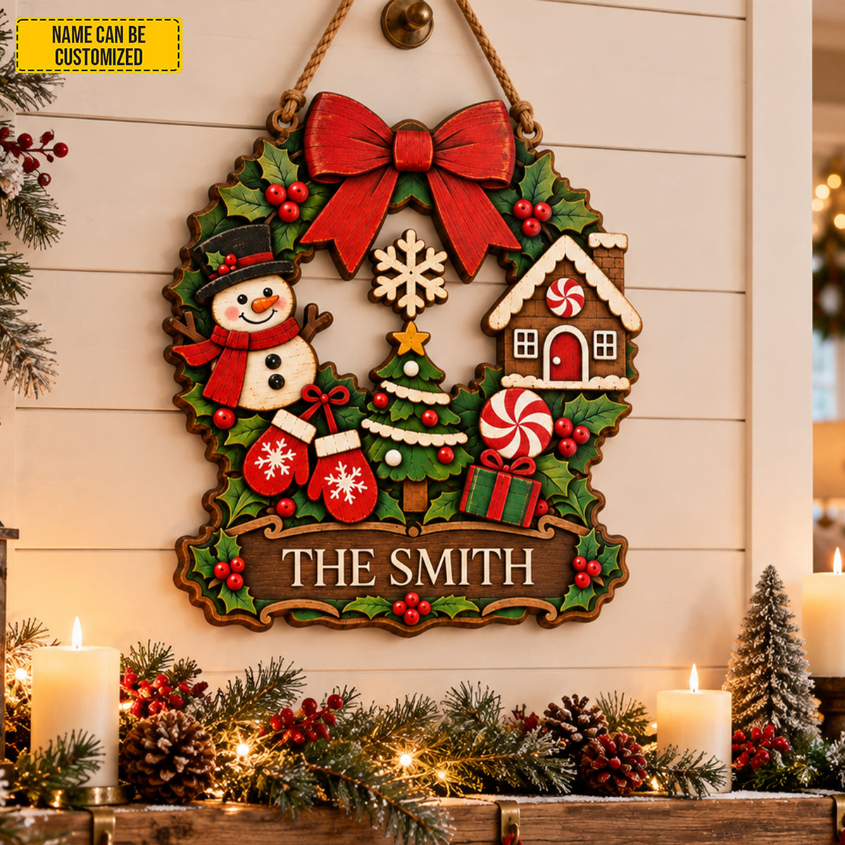 Personalized Christmas Snowman Wooden Sign