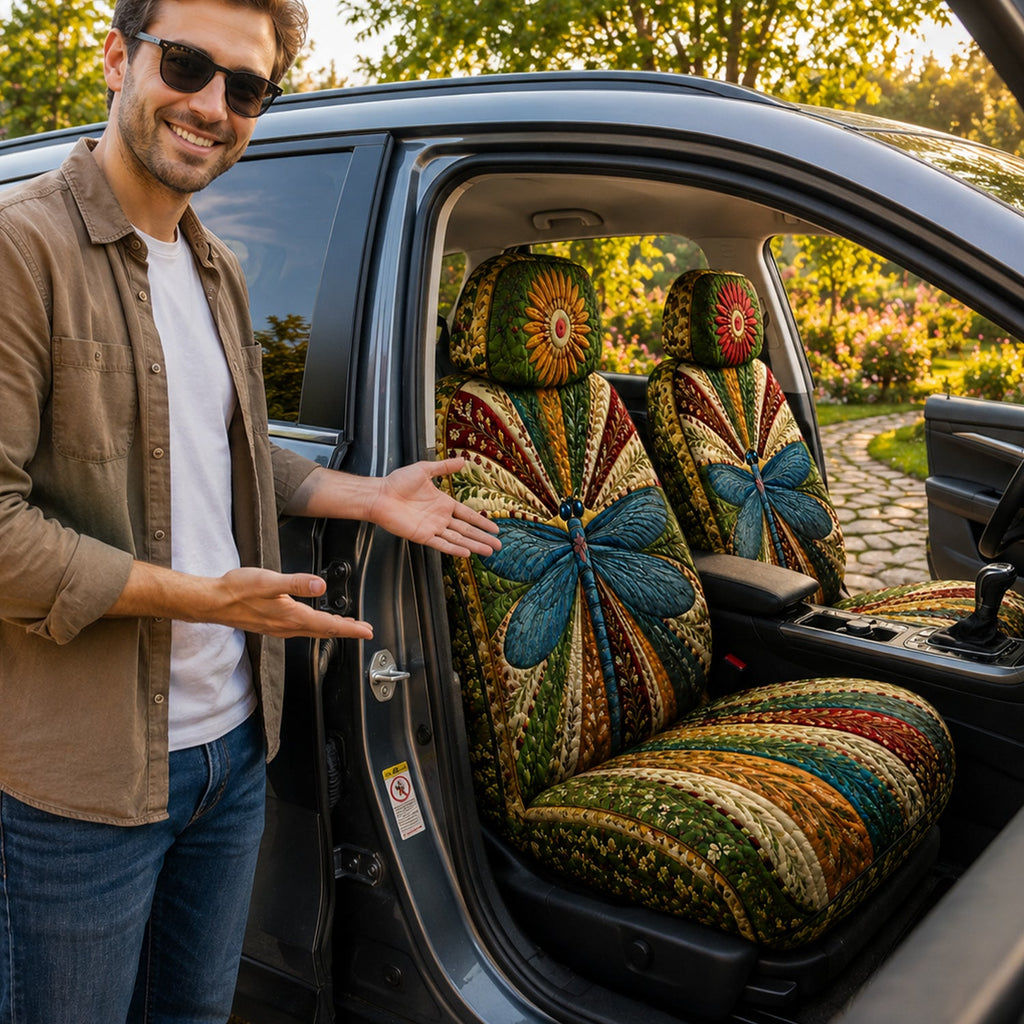 Dragonfly Garden - Vintage Car Seat Covers