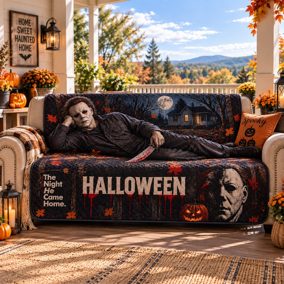 Michael Myers Halloween Horror Sofa Cover – Halloween Horror Quilted Home Decor