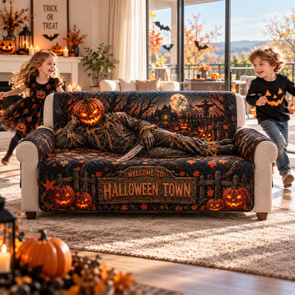 Halloween Town Pumpkin Horror Sofa Cover – Halloween Horror Quilted Home Decor
