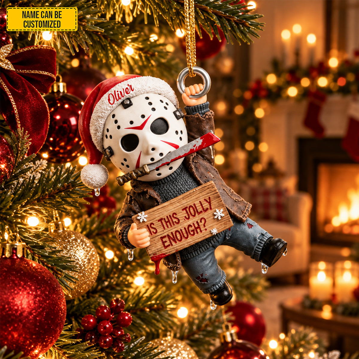 Personalized Jason Voorhees Christmas Ornament - Funny Halloween Christmas Gift for Horror Fans