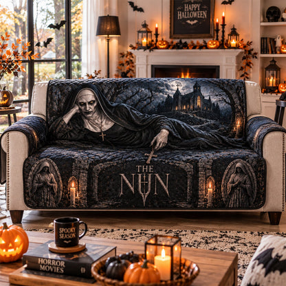 The Nun Valak Horror Sofa Cover – Halloween Horror Quilted Home Decor