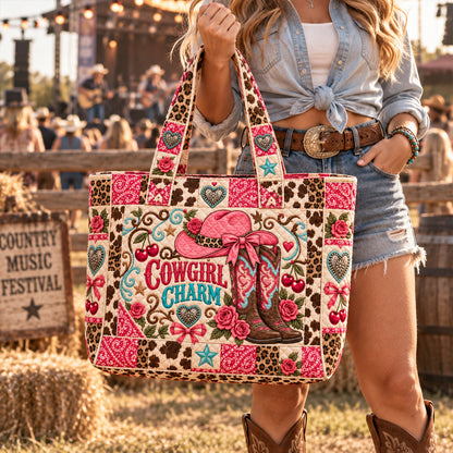 Cowgirl Charm Quilted Tote Bag