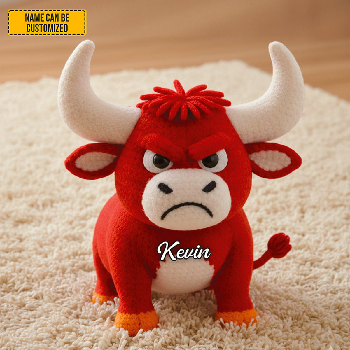 Grumpy Cow - Personalized Cozy Highland Cow Shaped Pillow