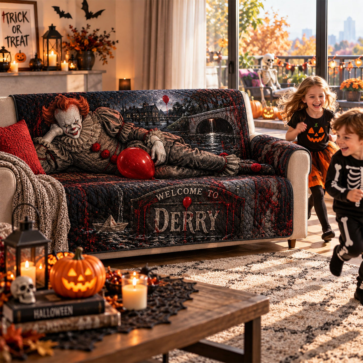 Pennywise Welcome to Derry – Halloween Horror Quilted Home Decor