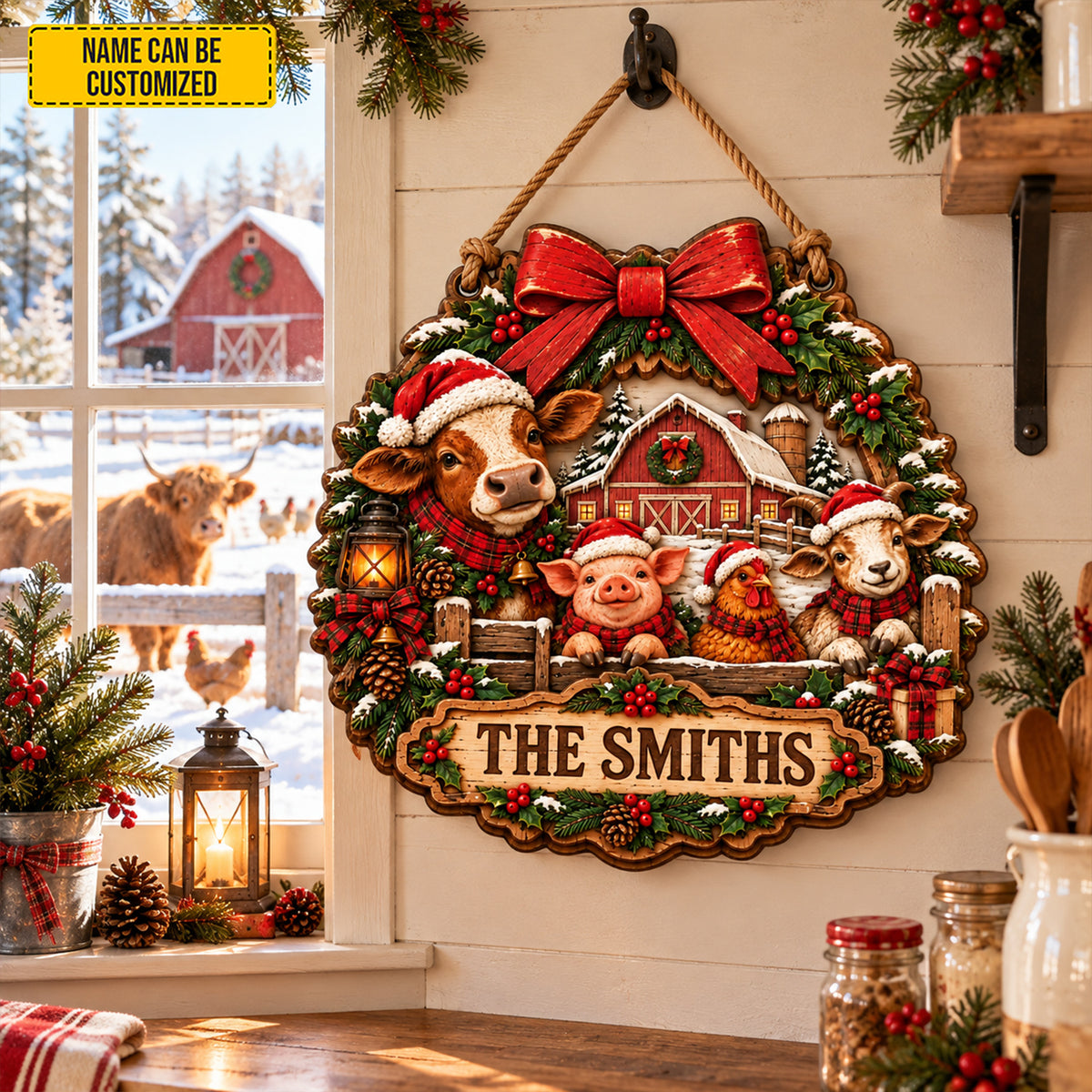 Personalized Christmas Farmhouse Wooden Sign