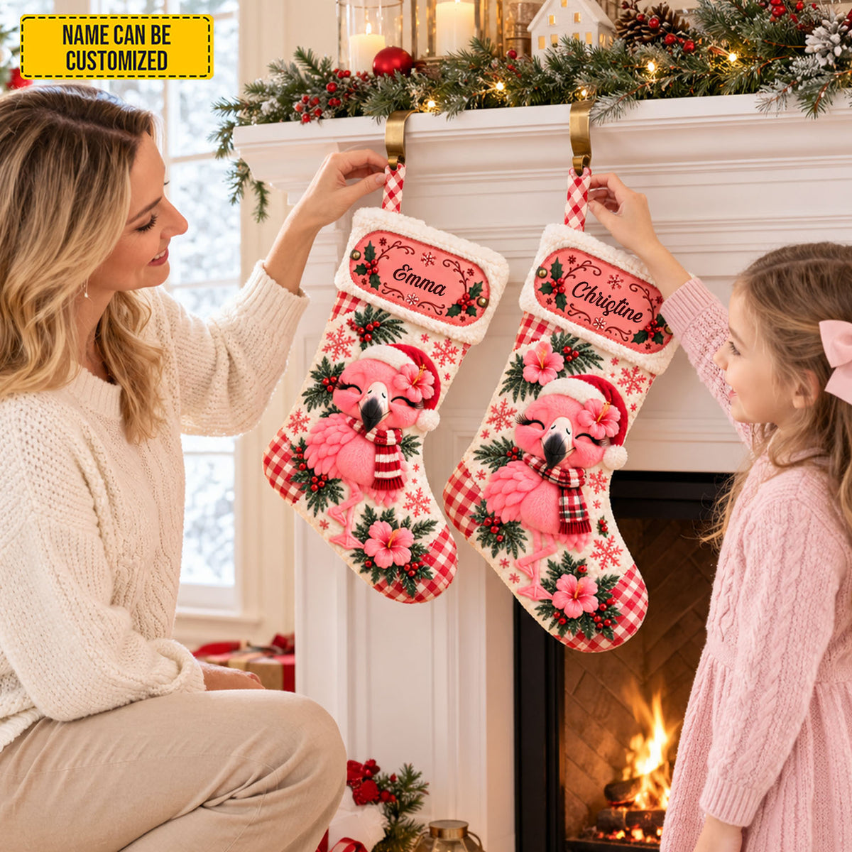 Personalized Christmas Flamingo Stocking
