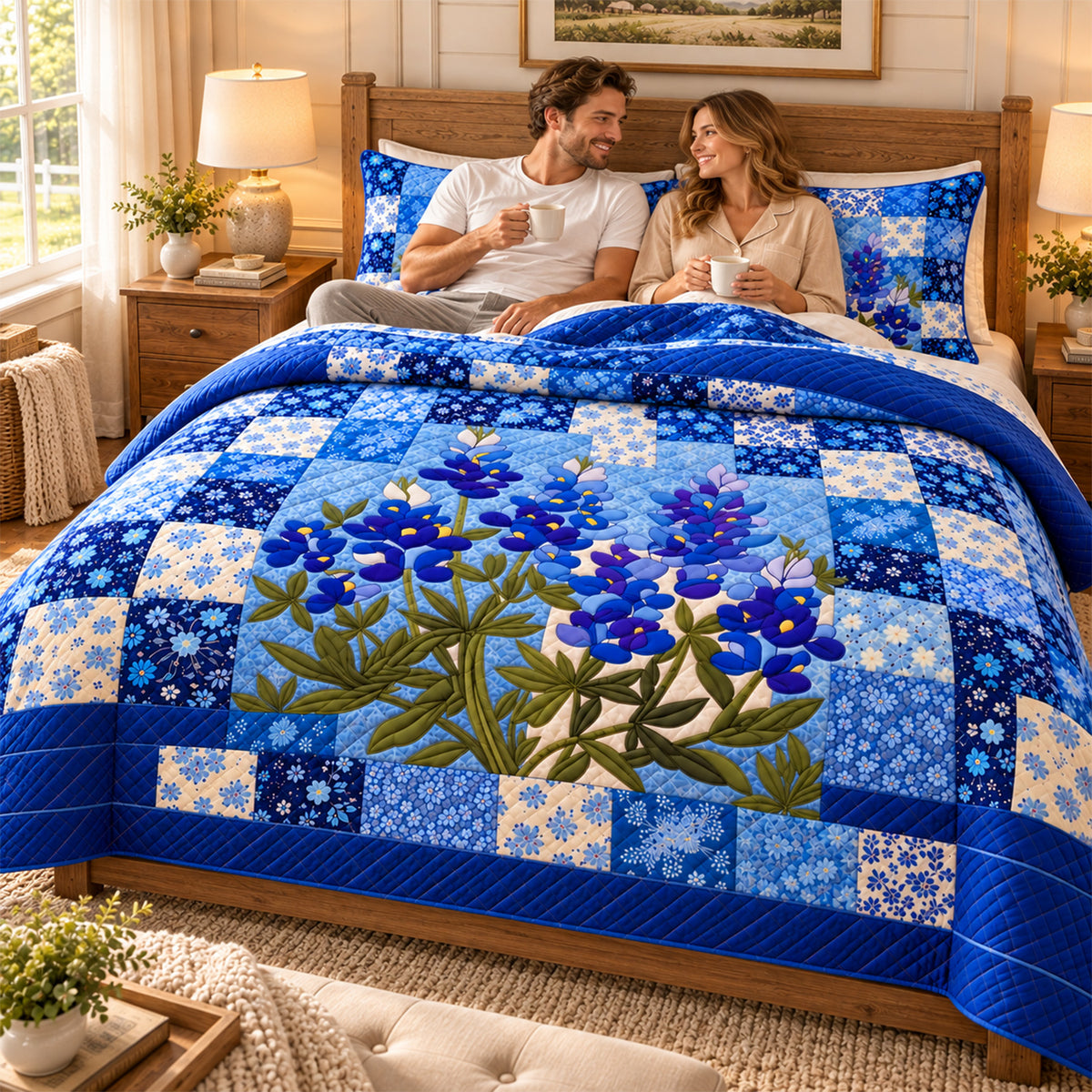 Lavender Floral Quilt Bedding Set