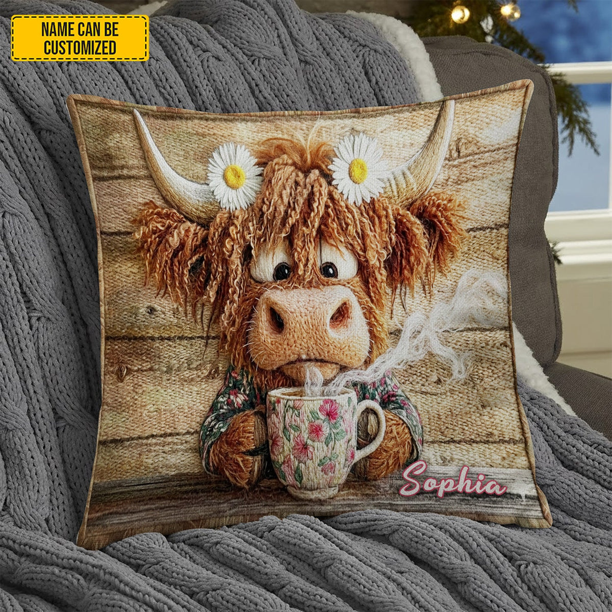 Personalized Highland Cow Pillow