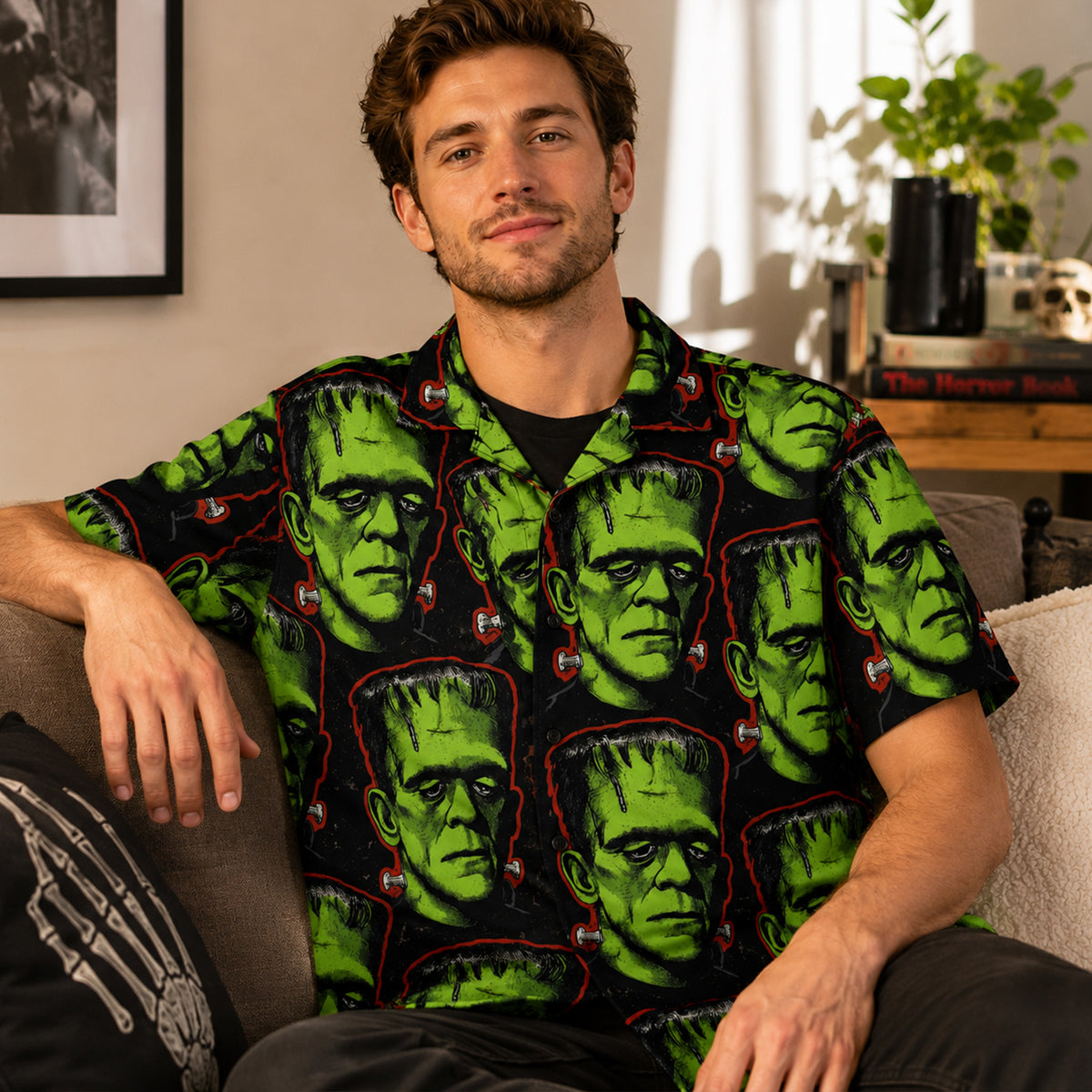 Frankenstein Monster Faces Halloween Hawaiian Shirt