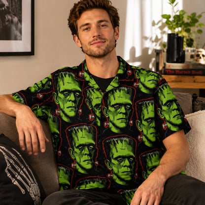 Frankenstein Monster Faces Halloween Hawaiian Shirt