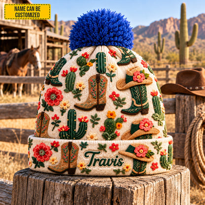 Personalized Western Cowgirl Beanie Hat