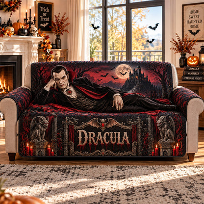 Dracula Vampire Horror Sofa Cover – Halloween Horror Quilted Home Decor