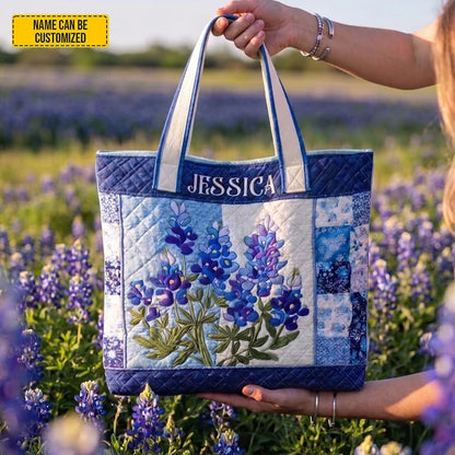 Personalized Beautiful Lavender Quilted Tote Bag