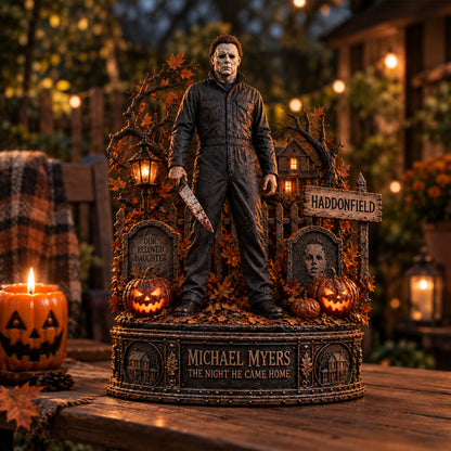 Michael Myers Haddonfield Wooden Block - Collectible Table Decor