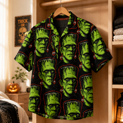 Frankenstein Monster Faces Halloween Hawaiian Shirt