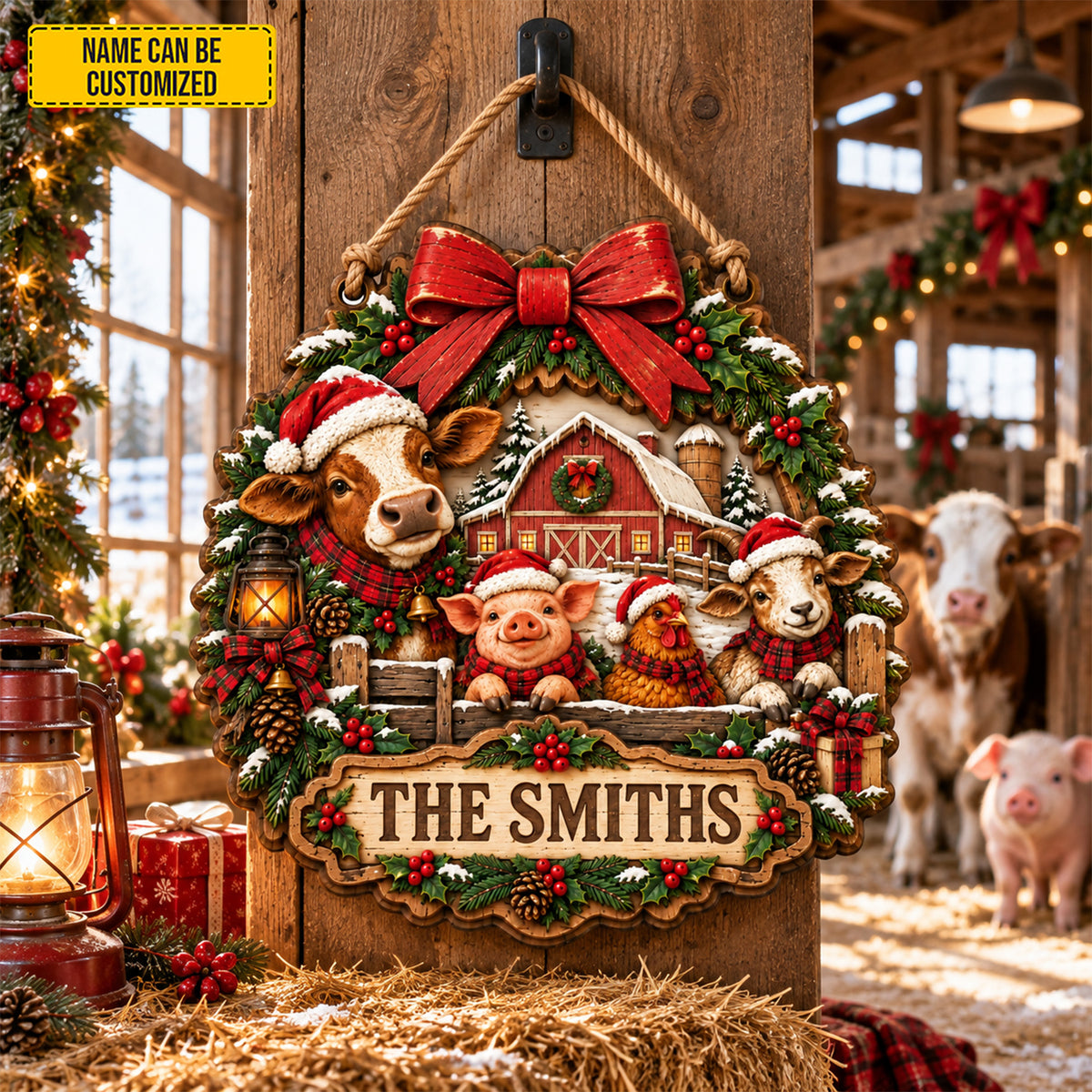 Personalized Christmas Farmhouse Wooden Sign