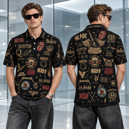 Classic Rock Legends All-Over Print Polo Shirt, Music Lover Gift for Men 2