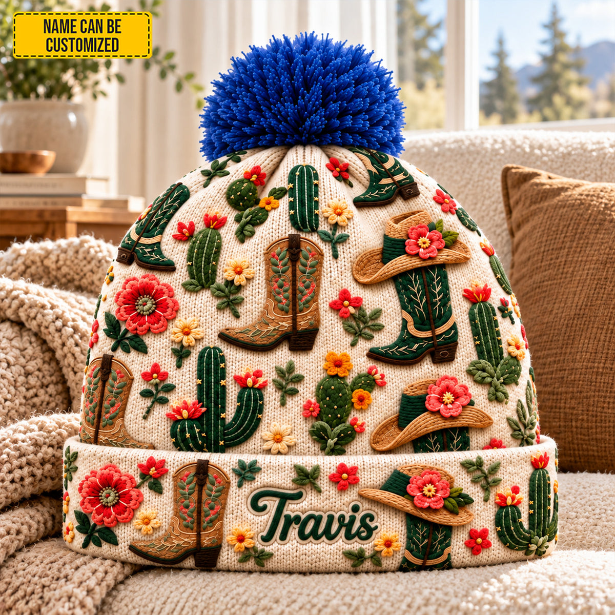 Personalized Western Cowgirl Beanie Hat