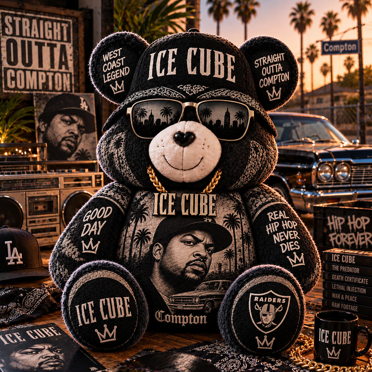Ice Cube Custom Shaped Bear Pillow – Unique Gift for Classic Music Lovers