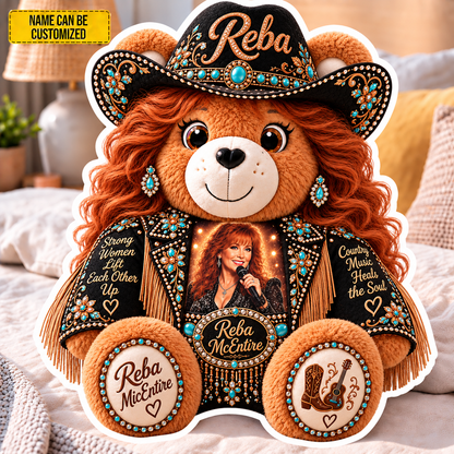 Reba McEntire Custom Shaped Bear Pillow – Unique Gift for Classic Music Lovers