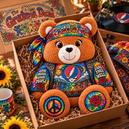 Grateful Dead Custom Shaped Bear Pillow – Unique Gift for Classic Music Lovers